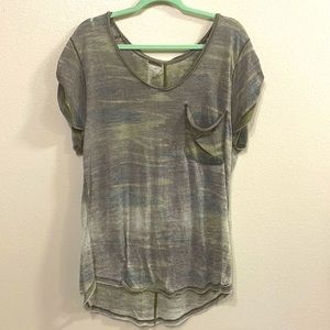 - Free People camo distressed t-shirt, large